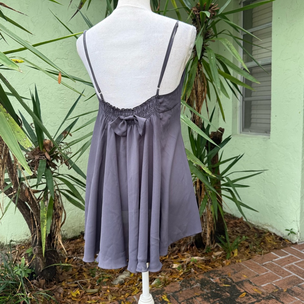 Gray Silver Satin Lace Chemise